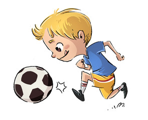 niño jugando a futbol con pelota © cirodelia