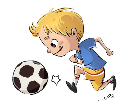 niño jugando a futbol con pelota