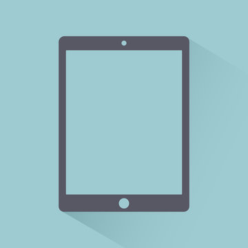 Tablet icon flat style, gadget isolated on light background with shadow, stylish vector illustration for web design