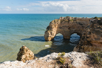 Fototapeta na wymiar Coastal view along the Seven Hanging Valleys Trail, Algarve region, Portugal