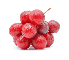 red grapes and water drops isolated on white background