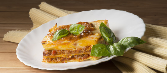 Dish with lasagne on the table