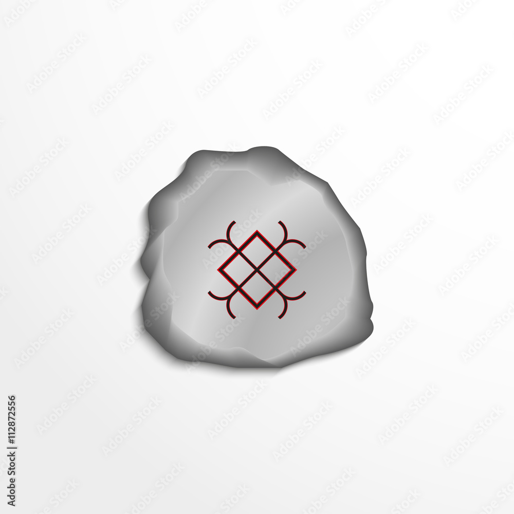 Poster Ancient rune on the stone. Vector illustration.