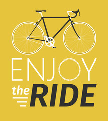 Classic mens town, road bike with enjoy the ride title, detailed vector illustration for card, t-shirt, etc.