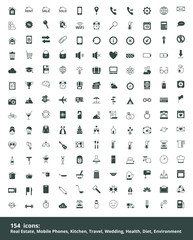 Set of  icons property, mobile, education, travel, cooking, heal