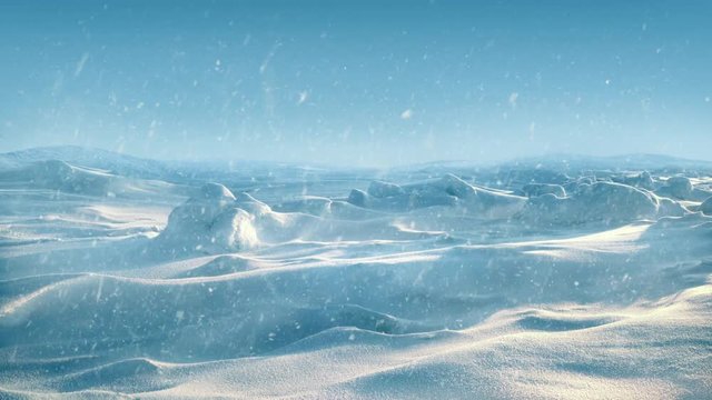 Arctic Landscape With Snow Falling