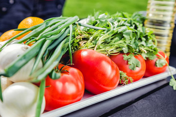 Fresh vegetables on the table, food cooking
