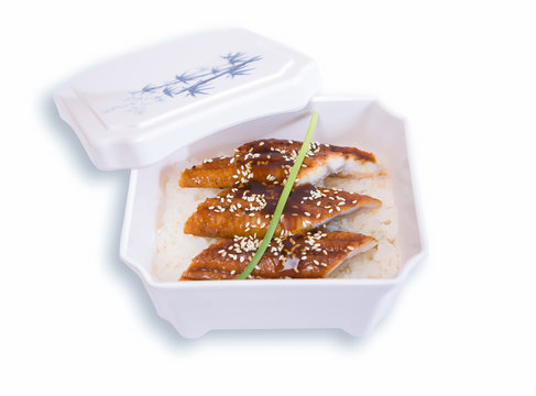 Japanese Cuisine - Unagi (Smoked Eel) on Rice with Sesame 