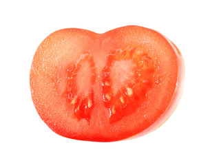 Fresh tomato slice on white background