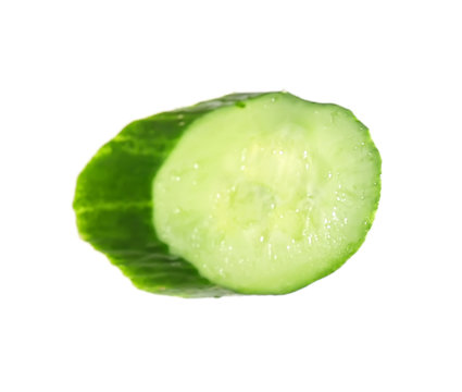 Fresh cucumber slice on white background