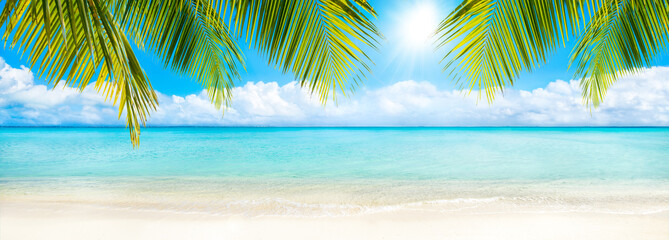 Panele Szklane Podświetlane  Lato, słońce, plaża i morze jako tło