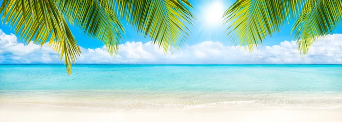 Fototapeten Sommer, Sonne, Strand und Meer als Hintergrund © eyetronic