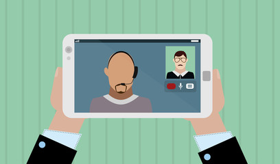 video chat - two men talking to each other
