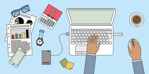 business man working - comic