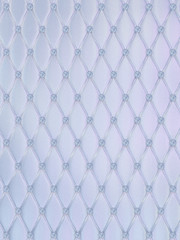 Naklejka premium Silver Button-Tufted Leather Background with diamonds