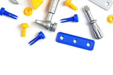Children toys on white background