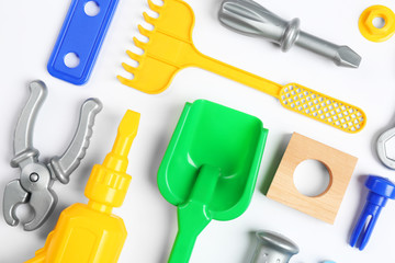 Children toys on white background
