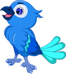 cute blue bird cartoon posing