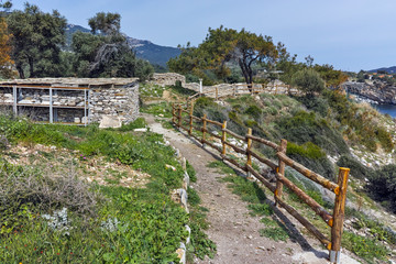Fototapeta na wymiar Ruins of Archaeological site of Aliki, Thassos island, East Macedonia and Thrace, Greece