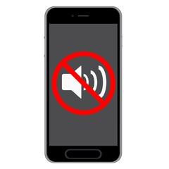 Mobile phone volume off, isolated vector