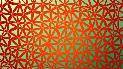 Abstract green and red vector gradient lowploly of many triangles background for use in design