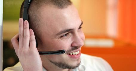 Portrait of confident male customer service representative with