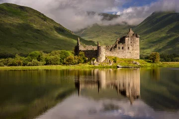 Wall murals Historic building Reflection of Kilchurn Castle in Loch Awe, Highlands, Scotland