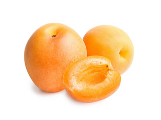 Apricots isolated on white background
