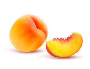 Peach And Slice. Vector illustration