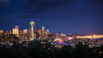 Cercles muraux construction de la ville Seattle Skyline at Night