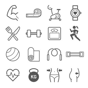 Set of exercise icons. Vector illustrations.