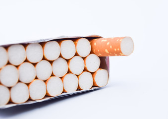 cigarette on white background,world no tobacco day concept