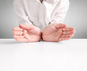 Naklejka premium Open hands holding showing