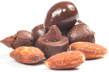 Almond chocolate isolated on white background
