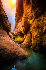 Kayaking Lake Powell narrows slot canyon