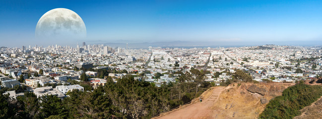 Full Moon Rising Over San Francisco