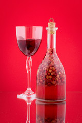Handmade strawberry liqueur, close up