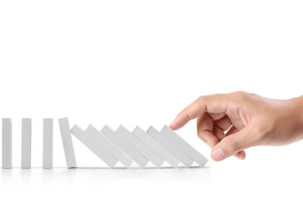 hand stop  dominoes continuous toppled