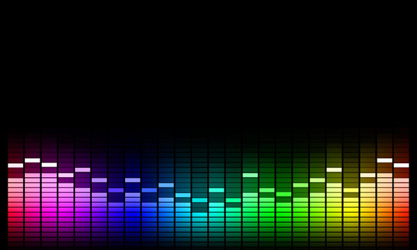 Graphics of music equalizer on black background