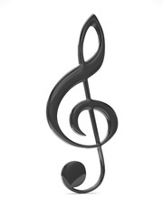 treble clefon white. 3d rendering.