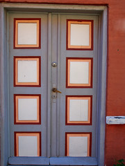 Bright colors traditional painted wooden door
