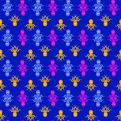 Fototapeta na wymiar Vector octopus background in violet, blue and orange colors