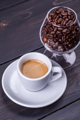Espresso and coffee beans