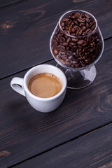 Espresso and coffee beans