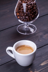 Espresso and coffee beans