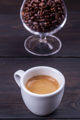 Espresso and coffee beans