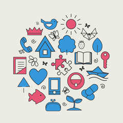 Set with icons - abstract symbols