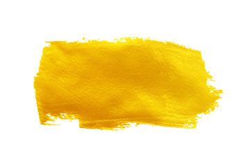 gold paint smear stroke stain on white background