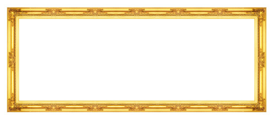 Antique golden frame isolated on white background, clipping path