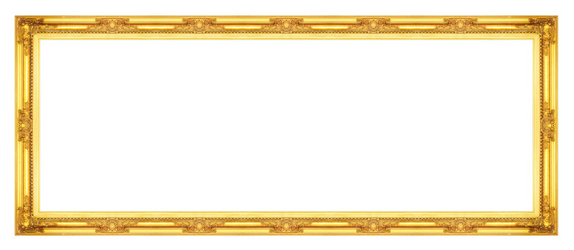 Antique golden frame isolated on white background, clipping path